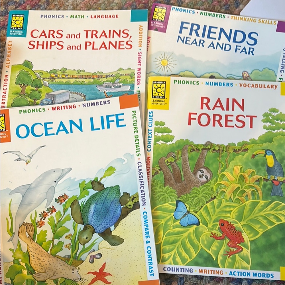 4 Learning Adventure Preschool / Kindergarten Curriculum workbooks Colorful‎ Fun